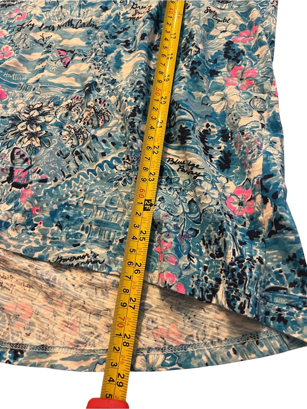 Lilly Pulitzer Etta V-Neck Top Blue Peri Lilly Loves North Carolina Sz XXL - Picture 10 of 10